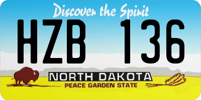ND license plate HZB136