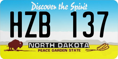 ND license plate HZB137