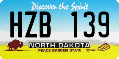 ND license plate HZB139