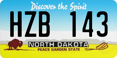 ND license plate HZB143