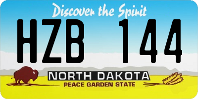 ND license plate HZB144