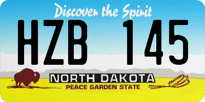 ND license plate HZB145