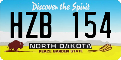 ND license plate HZB154