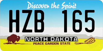 ND license plate HZB165