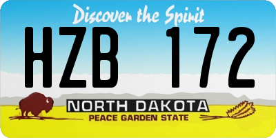 ND license plate HZB172