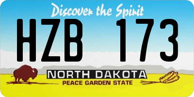 ND license plate HZB173