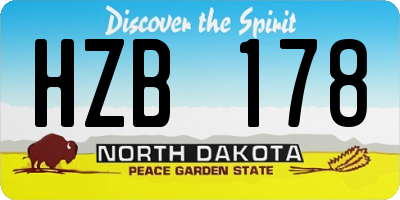ND license plate HZB178