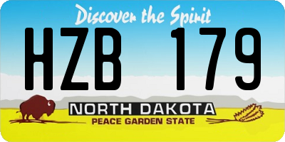 ND license plate HZB179