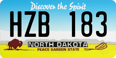ND license plate HZB183