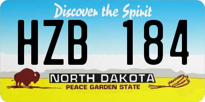 ND license plate HZB184
