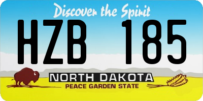 ND license plate HZB185