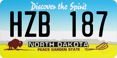 ND license plate HZB187