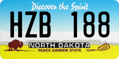 ND license plate HZB188