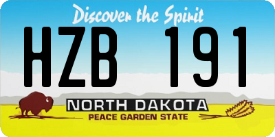 ND license plate HZB191