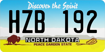 ND license plate HZB192