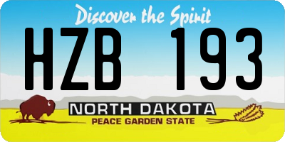 ND license plate HZB193
