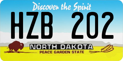 ND license plate HZB202