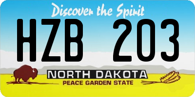 ND license plate HZB203
