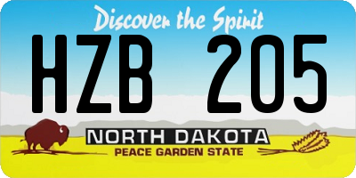 ND license plate HZB205
