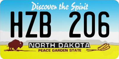 ND license plate HZB206