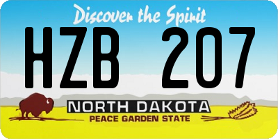 ND license plate HZB207
