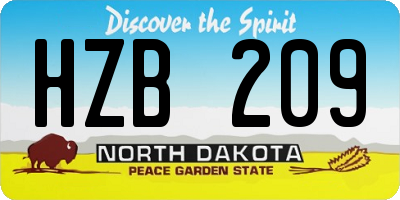 ND license plate HZB209