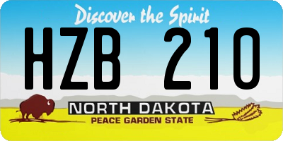 ND license plate HZB210