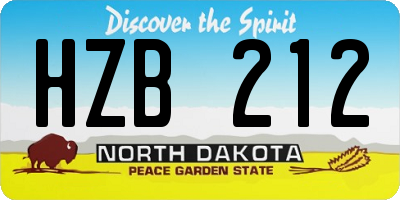 ND license plate HZB212