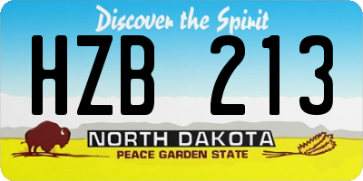 ND license plate HZB213