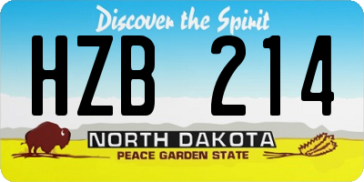 ND license plate HZB214