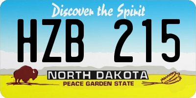 ND license plate HZB215