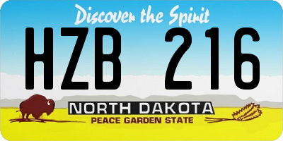ND license plate HZB216