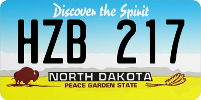 ND license plate HZB217