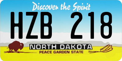 ND license plate HZB218