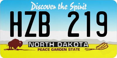 ND license plate HZB219