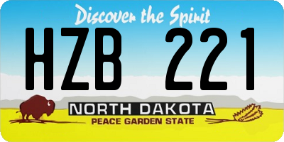 ND license plate HZB221