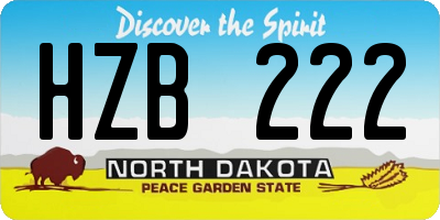 ND license plate HZB222