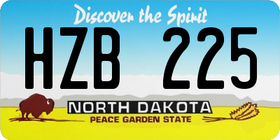 ND license plate HZB225