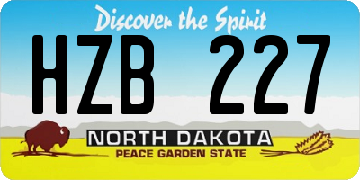 ND license plate HZB227