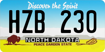 ND license plate HZB230