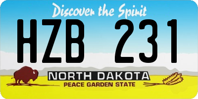 ND license plate HZB231