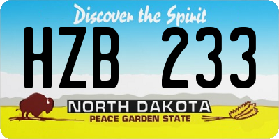ND license plate HZB233