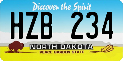 ND license plate HZB234
