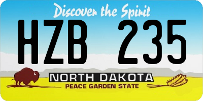 ND license plate HZB235