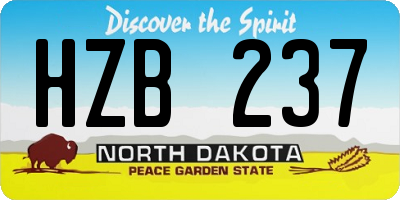ND license plate HZB237