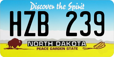 ND license plate HZB239