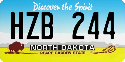 ND license plate HZB244
