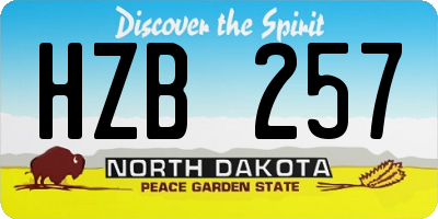 ND license plate HZB257