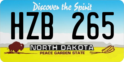 ND license plate HZB265
