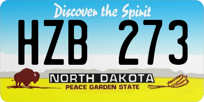 ND license plate HZB273